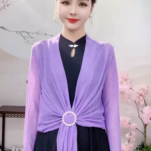 春夏薄款蕾丝网纱小披肩外套女夏季配裙子开衫防晒上衣外搭空调衫