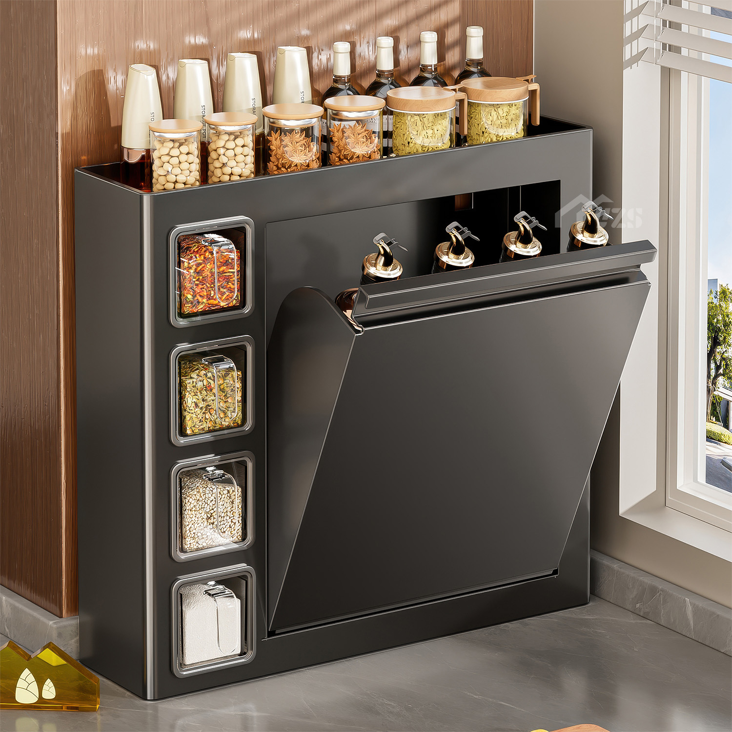 调料架厨房多功能翻盖式收纳架