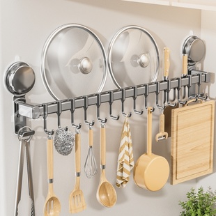 新款厨房免打孔吸盘式置物架壁挂式刀架锅盖架家用用品大全收纳架