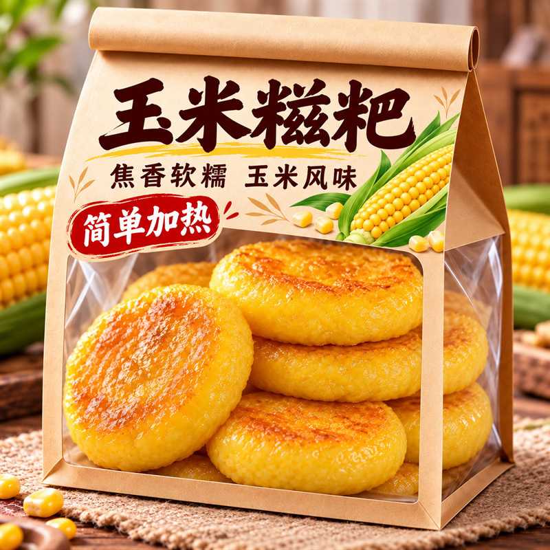 手工玉米粑粑包谷粑粑玉米饼粗粮苞谷糍粑儿童美食早餐半成品面点