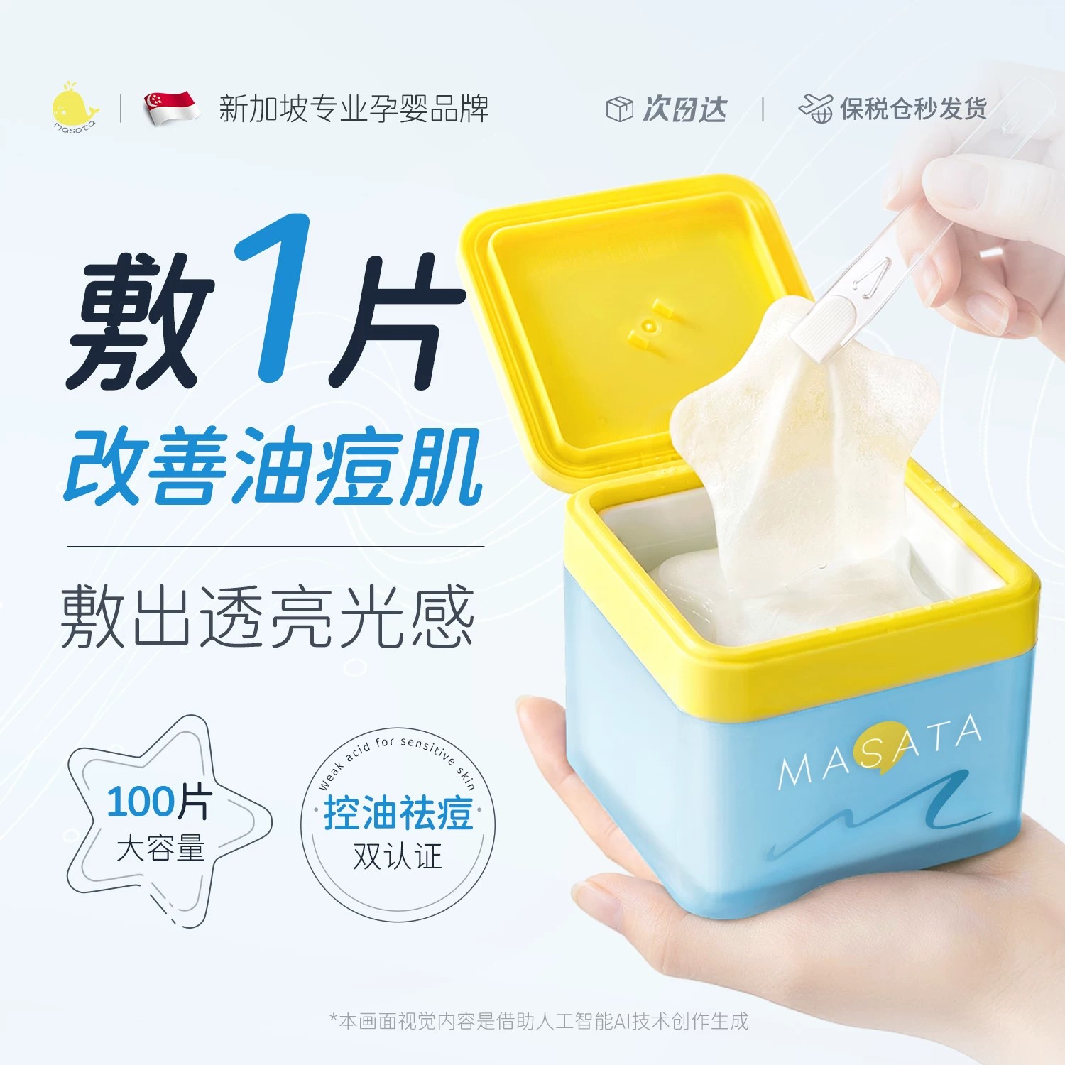 青少年祛痘湿敷棉片清洁去闭口粉刺黑头收缩毛孔补水舒缓湿敷面膜