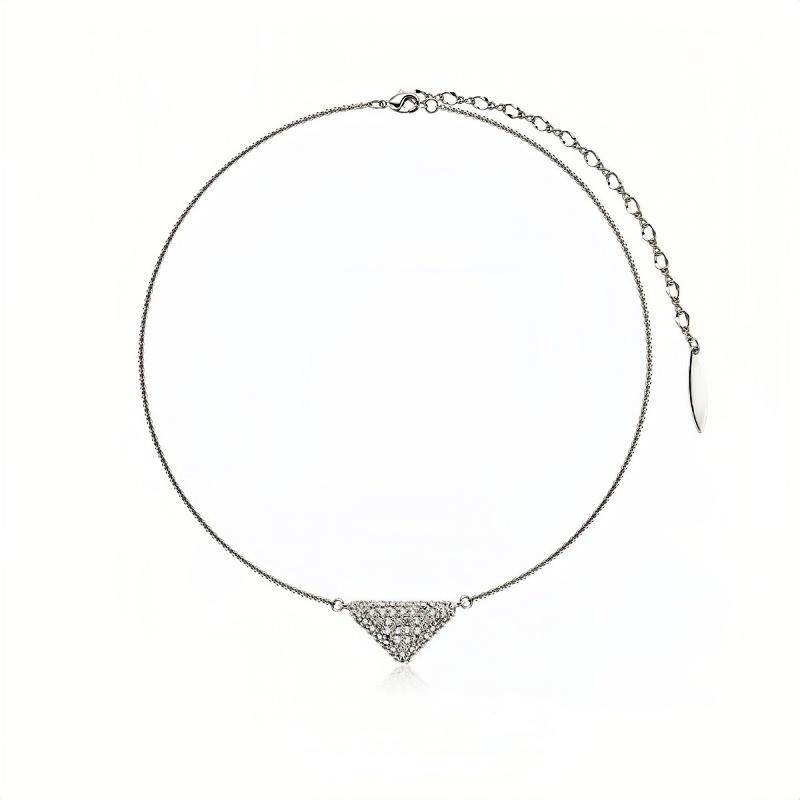 立体满钻三角锆石锁骨链