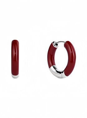 流光云雾耳扣珐琅耳饰轻奢高级感耳钉耳环红色礼物