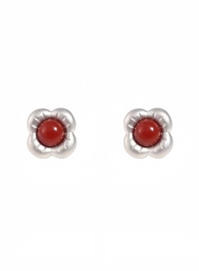 《小花》南红百搭小巧花朵红色新年节日耳饰耳钉女