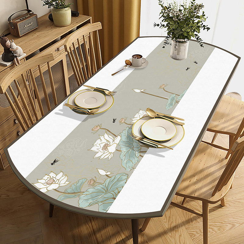 中式长椭圆桌垫防水防油免洗弧形可折叠伸缩圆形餐桌布茶几皮革垫,居家布艺,桌布,淘宝优惠券,粉丝福利购,淘宝优惠卷
