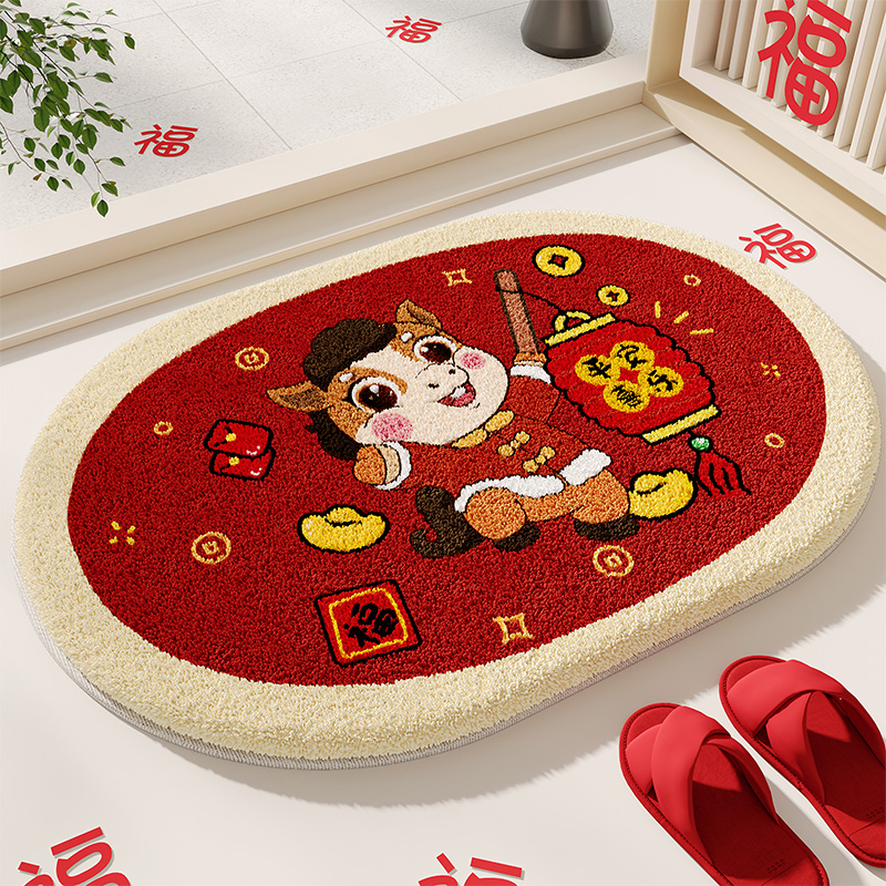 仿羊绒卡通吸水浴室地垫马年加厚