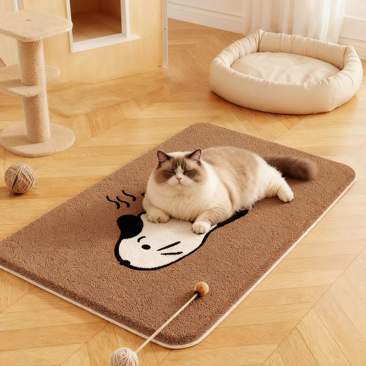 复古猫咪宠物冬季保暖隔凉地垫