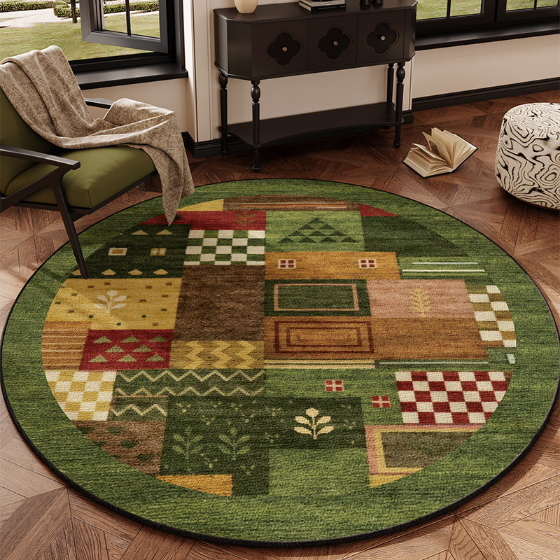 复古圆形地毯电脑椅垫卧室客厅书房地垫法式家用易打理免洗防滑垫,居家布艺,入户地垫,淘宝优惠券,粉丝福利购,淘宝优惠卷