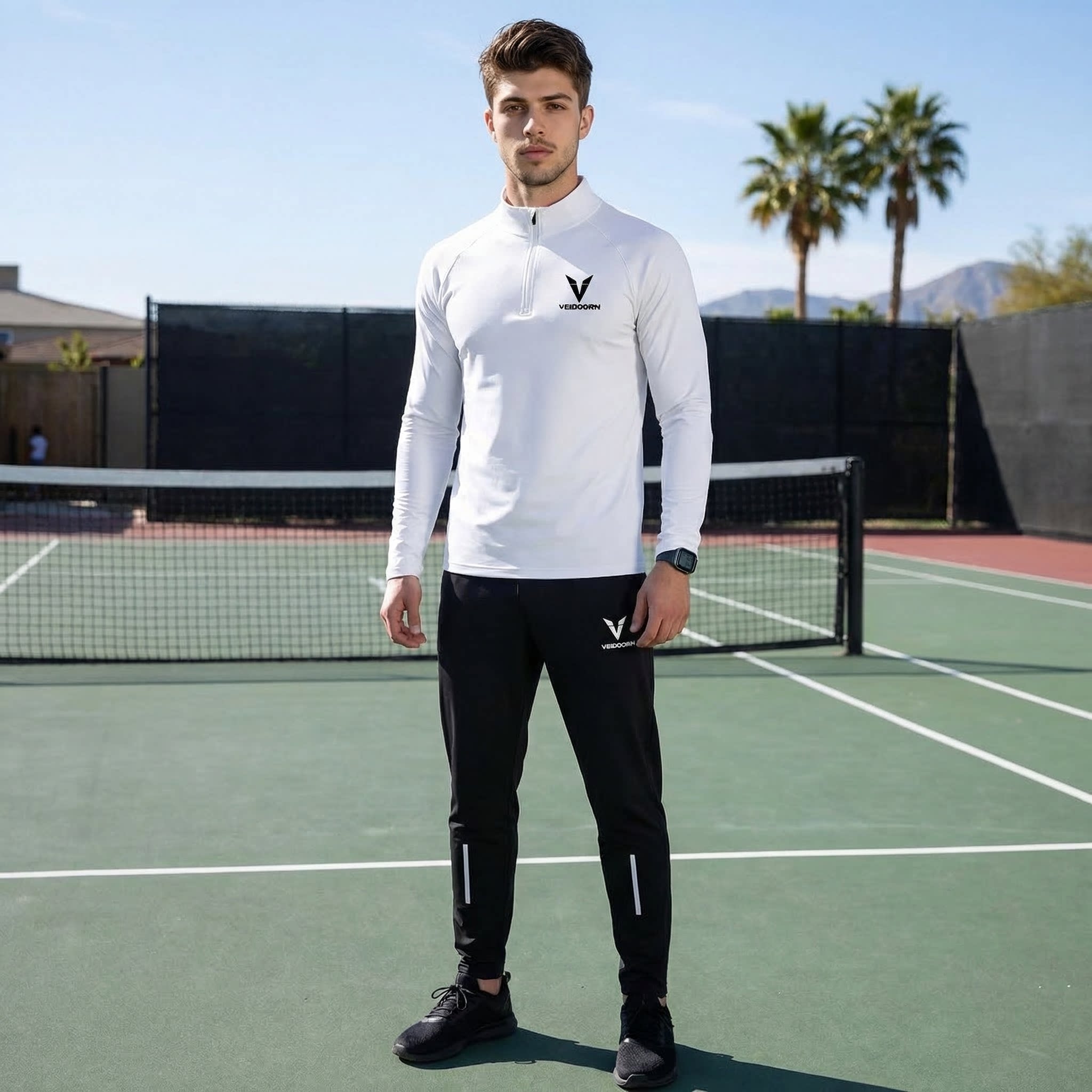 维动训练服套装2026运动裤立领长袖体育生骑行运动跑步半拉链上衣