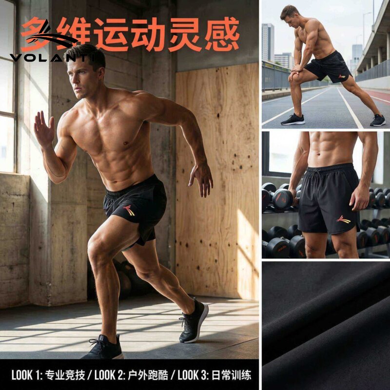 2026款沃兰迪美式运动三分健身男女透气速干跑步训练马拉松短裤
