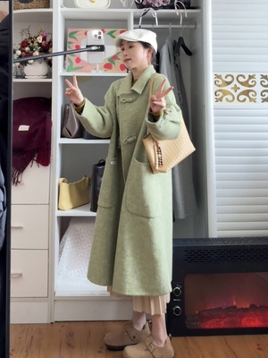 2025秋冬小个子轻熟风双面羊毛大衣女加厚韩系显瘦中长款毛呢外套