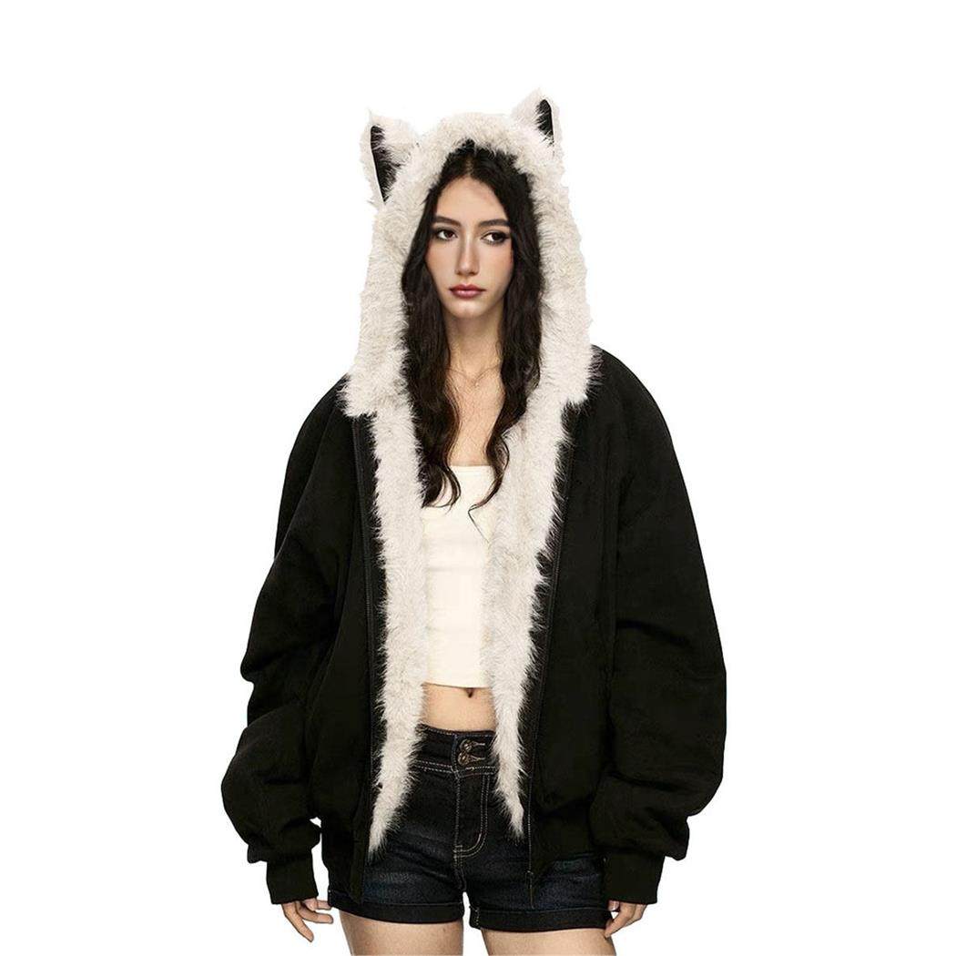 YOJAYIGO冬季新款美式覆古加厚棉衣棉服男女麂皮夹棉座山雕外套