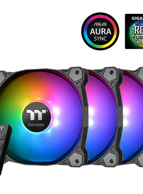 Tt台式机电脑机箱CPU散热水冷12cm风扇Pure Plus 12 LED RGB温控