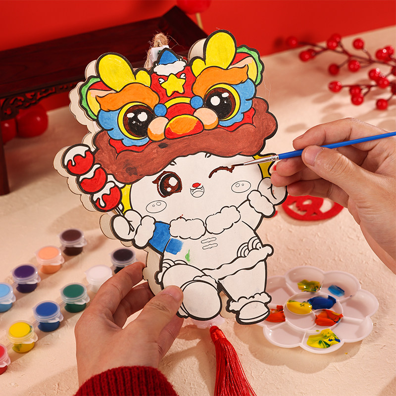 热销新品中秋节醒狮灯笼儿童手工图片