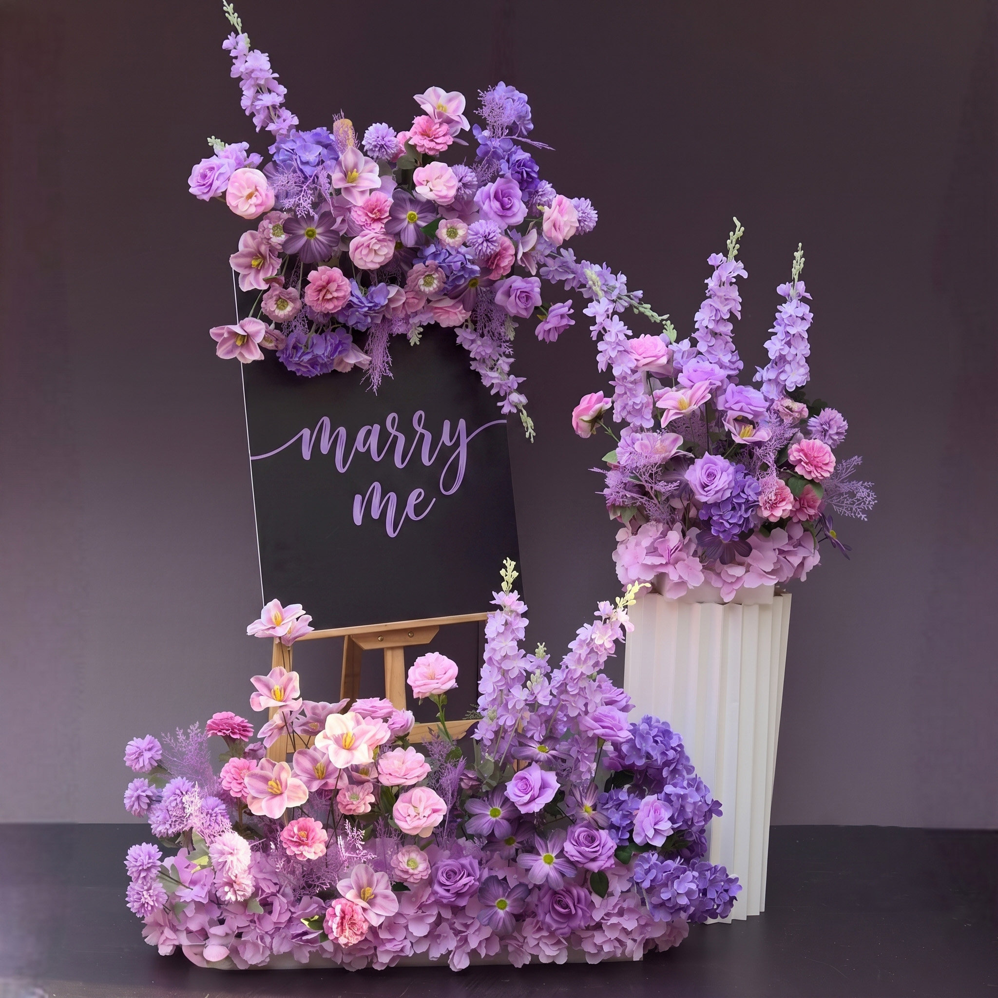 紫色假花仿真花摆设kt板装饰花艺