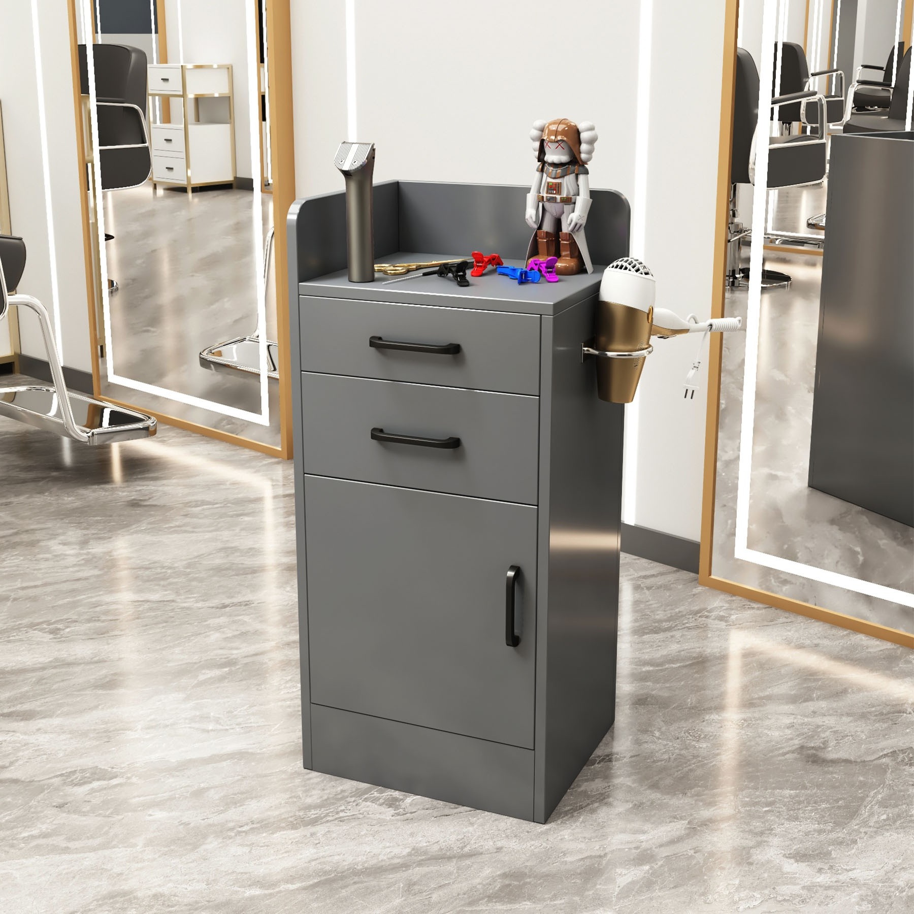 简约理发店工具柜发廊专用美容院美发实木工具柜子储物多功能收纳