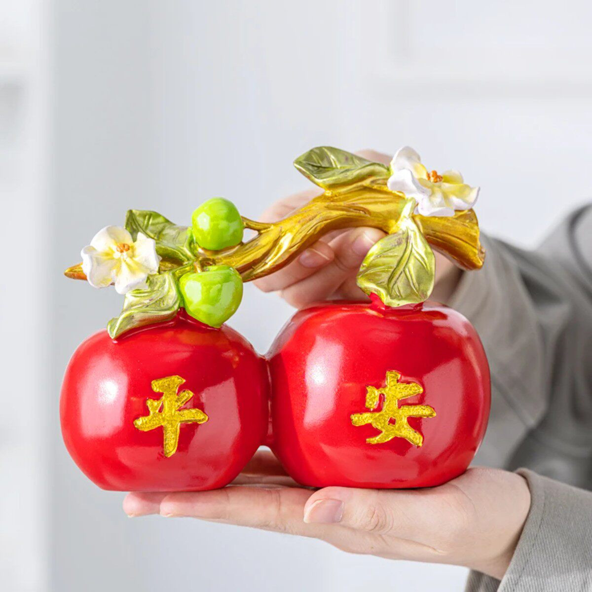 福禄平安苹果中式电视酒柜装饰品客厅搬家上档次高颜值客厅用品