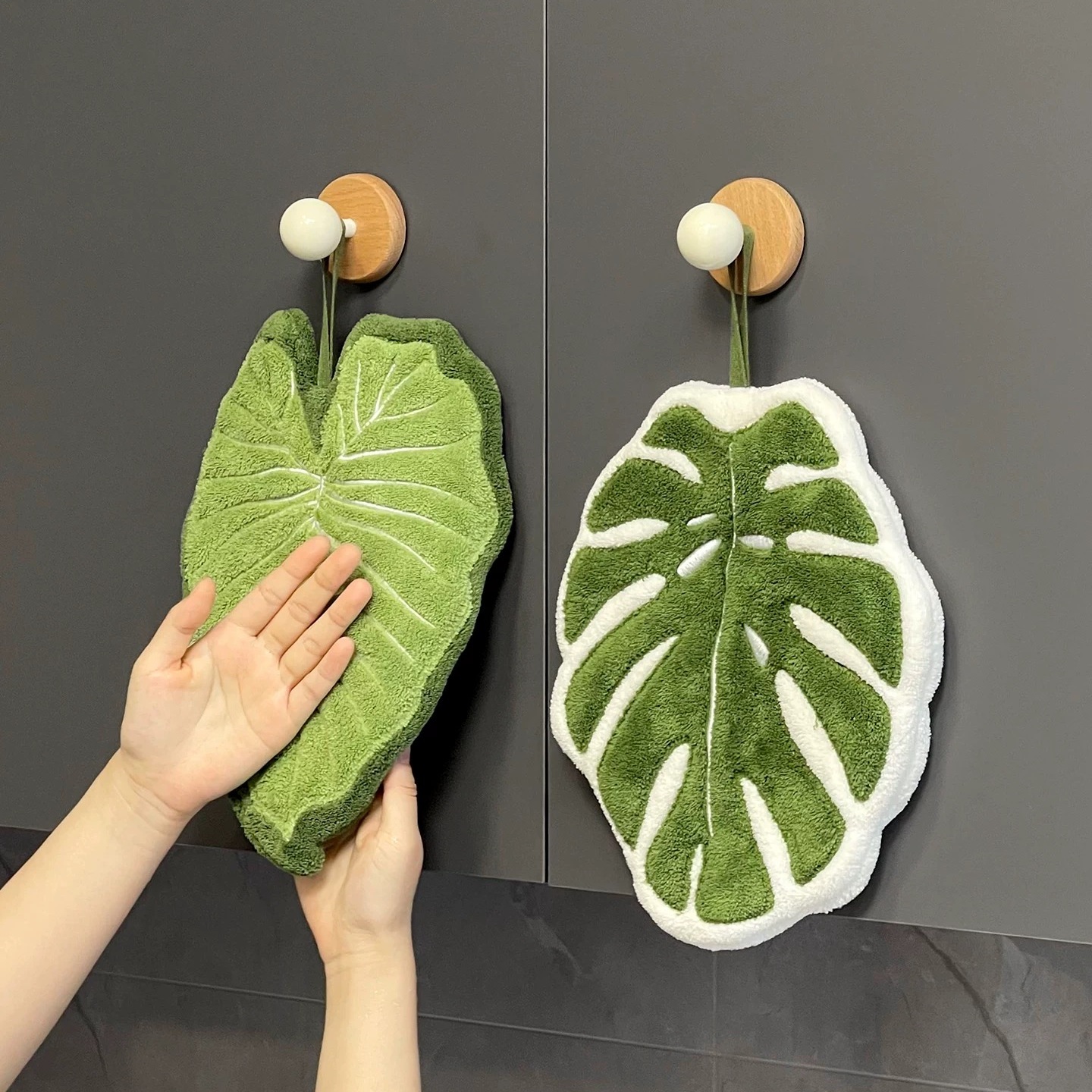 珊瑚绒叶子擦手巾强吸水加厚