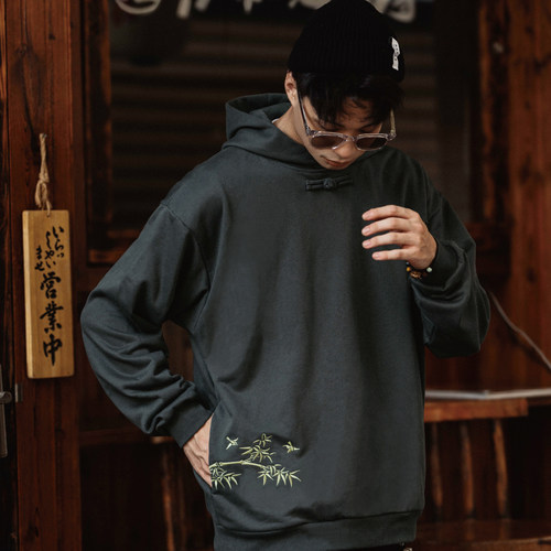 新款中国风竹子连帽卫衣