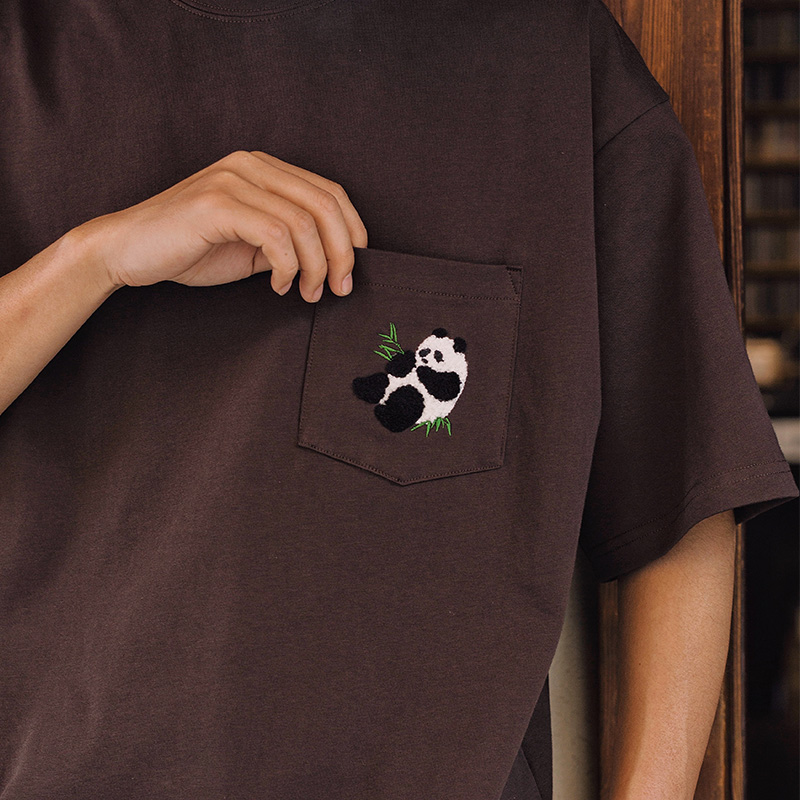 毛巾绣熊猫新中式国潮t恤