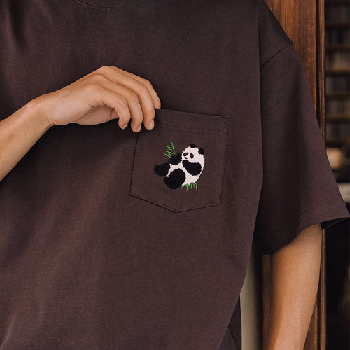 毛巾绣熊猫新中式国潮t恤