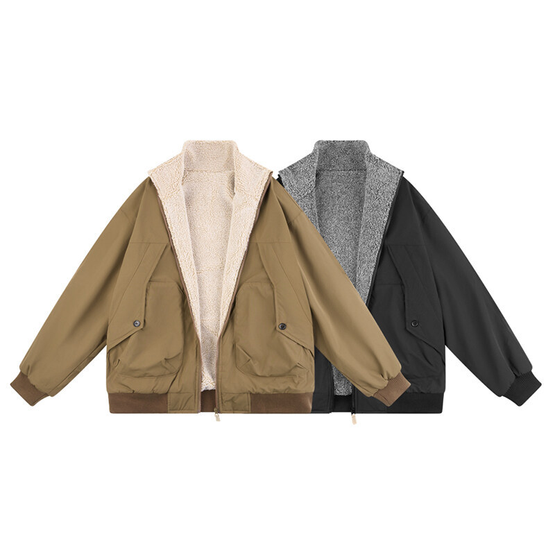 复古加厚羊羔毛工装外套棉服