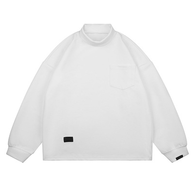 立领纯色口袋内搭打底衫