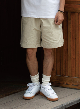 Hungry Artist夏季新款军绿色小船刺绣直筒短裤男女薄款透气速干