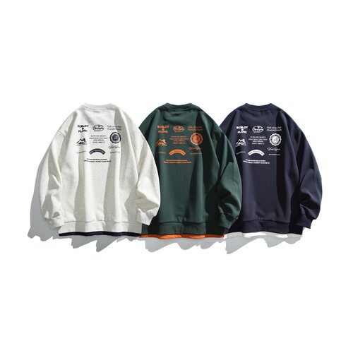 假两件复古国潮卫衣圆领