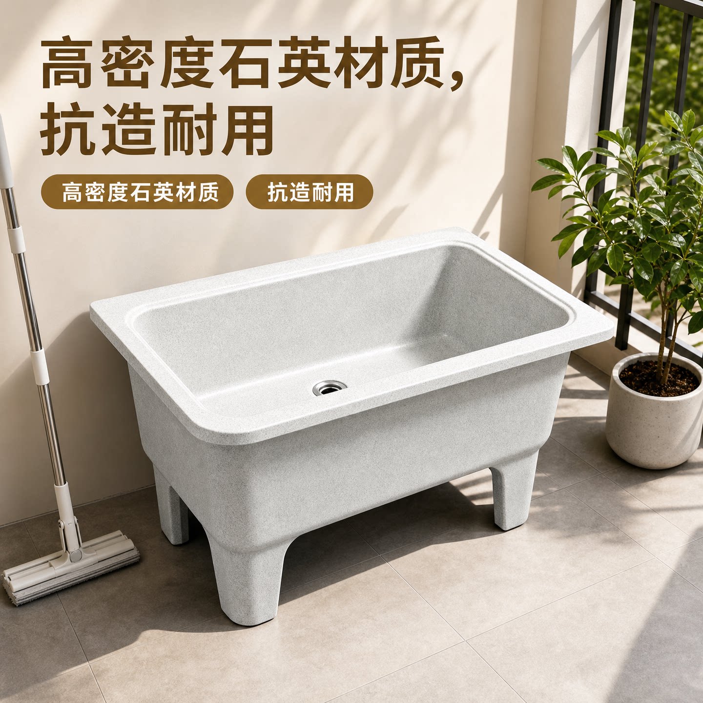 石英石落地阳台拖把池庭院墩布池