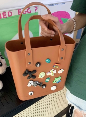 日本进口潮玩KWAS硅胶手提袋2025新款欧美卡通百搭购物托特包潮酷