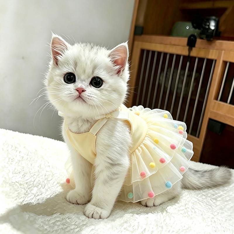 猫咪裙子夏季洋气可爱网纱波点