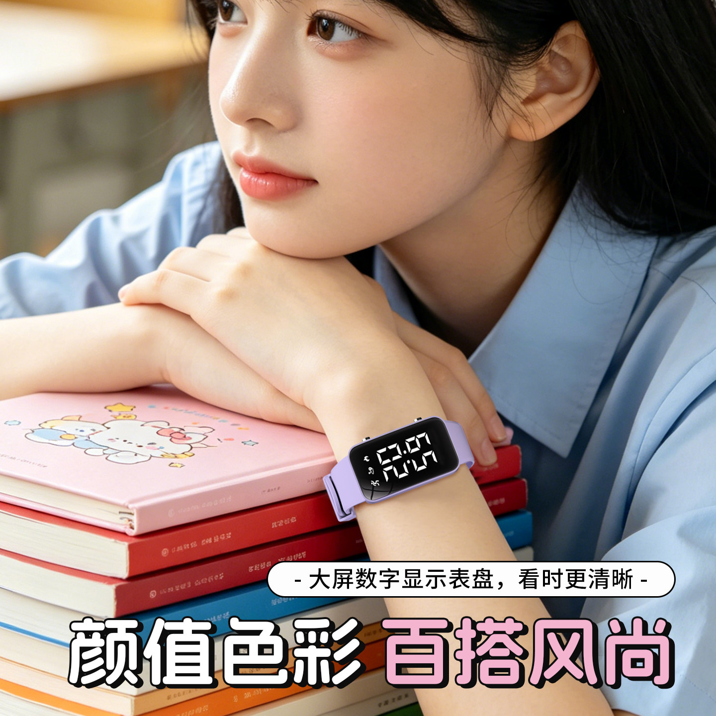 初中生手表女孩学生电子