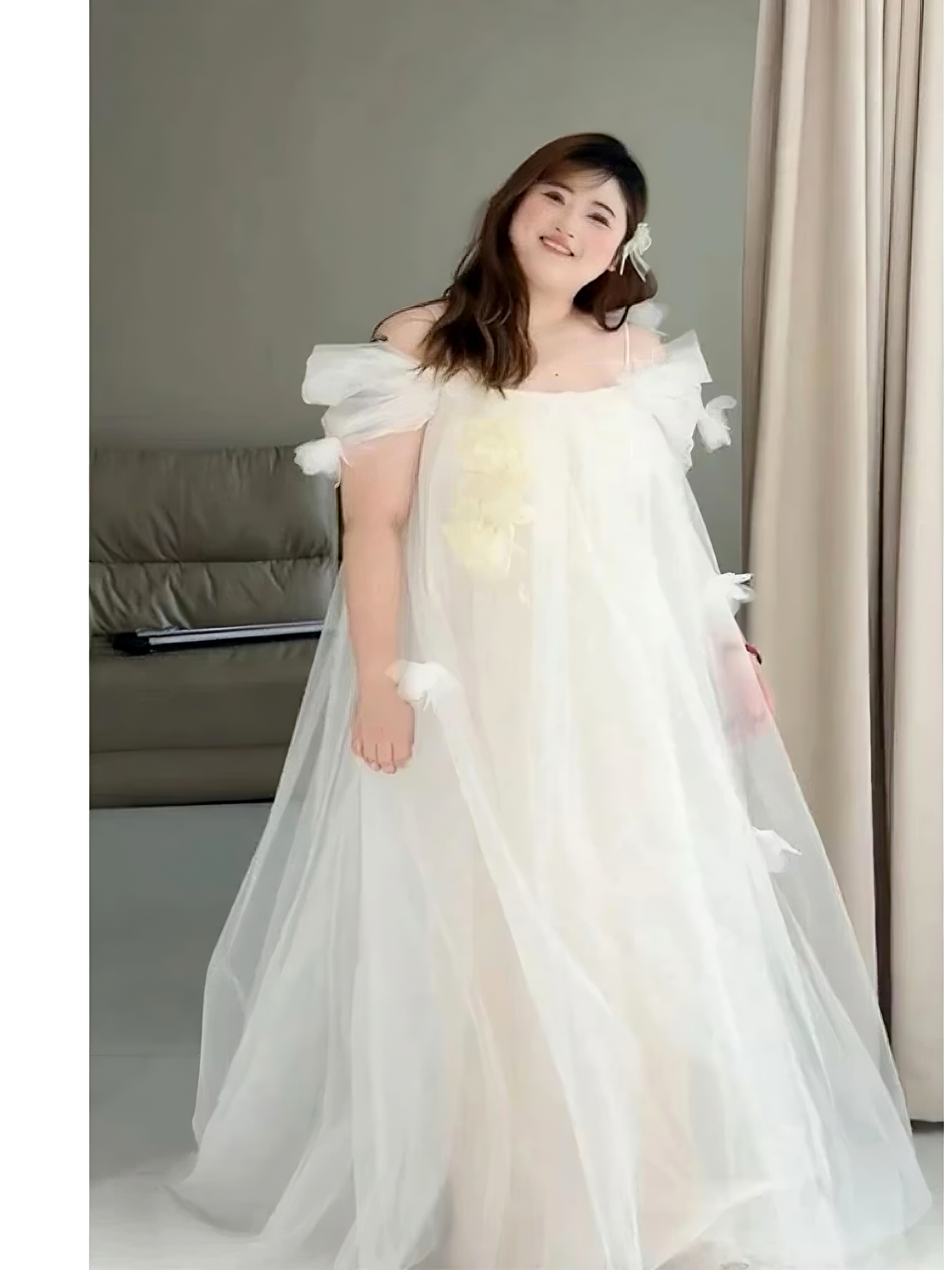 香槟色超仙气质晨袍女新娘晨拍订婚礼服裙胖mm大码显瘦遮肚子写真图片