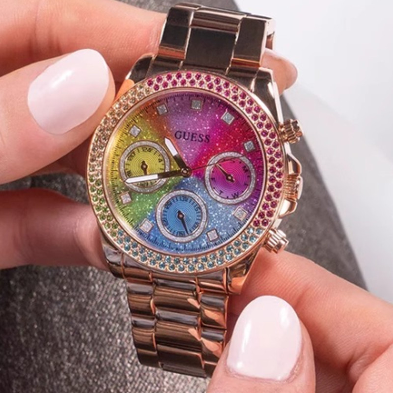 渐变高级满钻正品手表GUESS轻奢
