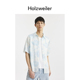 衬衫 Holzweiler男士 度假风轻薄蓝色印花短袖
