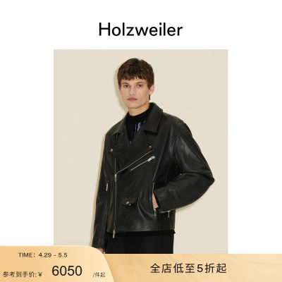 [经典之选]Holzweiler男士新款保暖百搭Jon皮革机车夹克