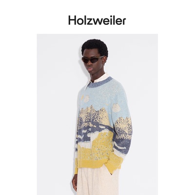 Holzweiler秋冬印花针织毛衣男款