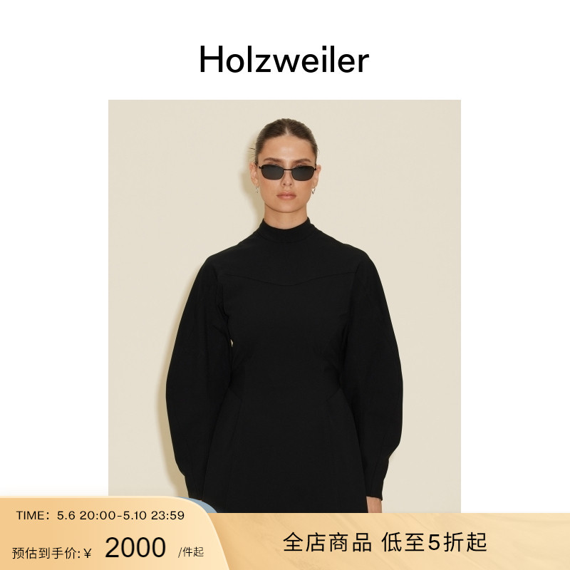 [经典之选]Holzweiler女士黑色高领设计Moona连衣裙 女装/女士精品 连衣裙 原图主图