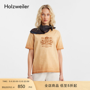 Holzweiler女士Kjerag徽章图案洗旧效果短袖 T恤