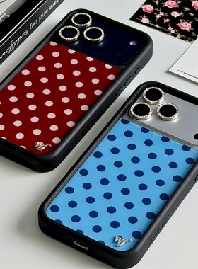 高版本WildFlow红蓝色波点手机壳PolkaDot适用苹果iPhone17/16/15/14/ProMax/Plus保护套WF新款华强北硬壳