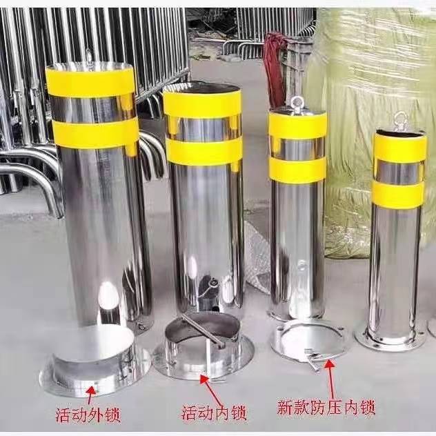 304不锈钢管警示柱 防撞挡车反光柱埋地路桩道路隔离护栏活动立柱