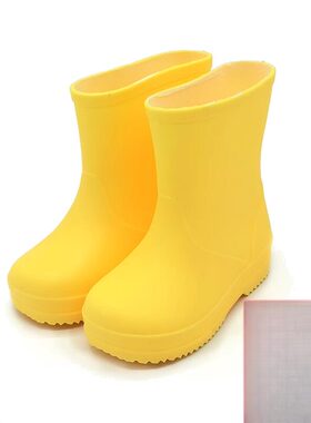 无logo纯黄色儿童雨靴女幼儿园宝宝跳舞防滑中小孩水鞋男