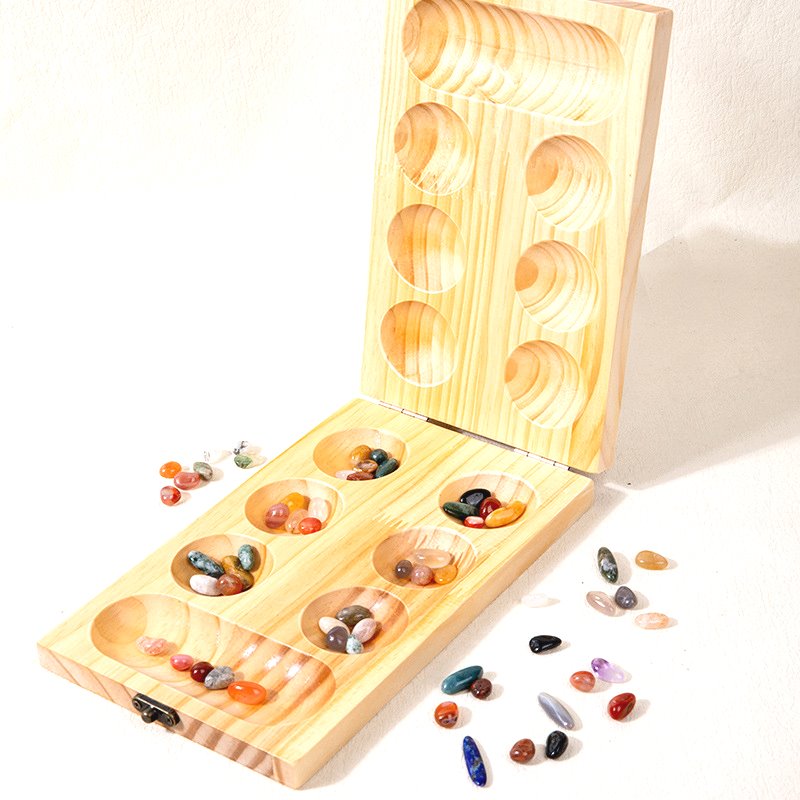 Mancala木制宝石棋颗粒归仓益智玩具空间思维非洲棋桌面游戏棋