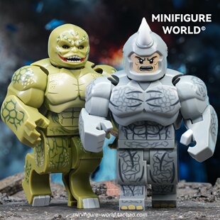 超级英雄蜘蛛侠蜥蜴犀牛绿巨人浩克漫威可动关节拼装积木人仔玩具