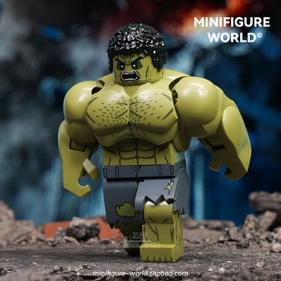 超级英雄绿巨人无敌浩克漫威复仇者联盟可动关节拼装积木人仔玩具