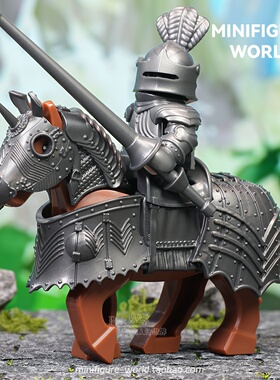 哥特骑士铠甲头盔中古武器中世纪战马马甲第三方拼装积木人仔玩具