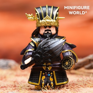 黑袍诸葛亮马超关羽赵云黄忠三国五虎将国风武器积木人仔拼装玩具