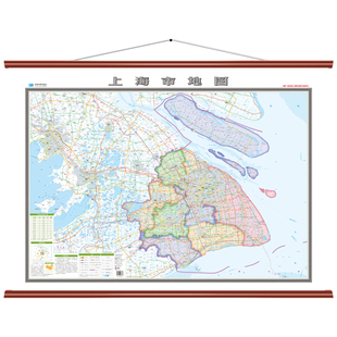2026年新版上海市地图挂图超大尺寸约1.38×0.98米高清覆膜防水卷筒发货到手无折痕行政交通图办公室学生地理学习家用装饰