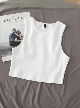 背心高腰短袖t恤上衣Vest, high-waisted, short-sleeved T-shirt
